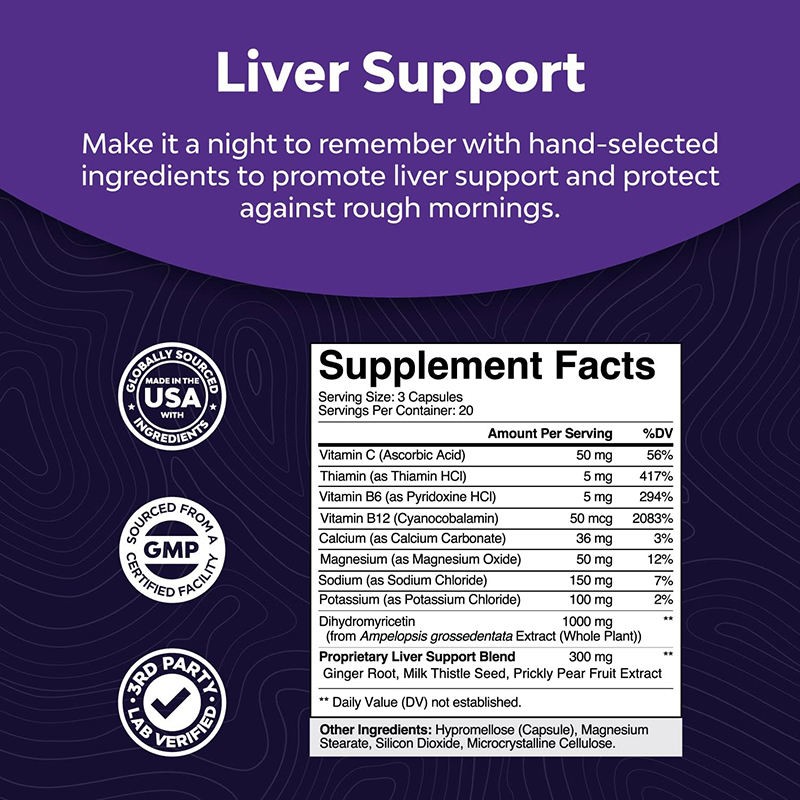 Hangover Capsules Anti-Hangover Pills Silymarin Extract Liver Detoxification Anti-Alcohol Capsules