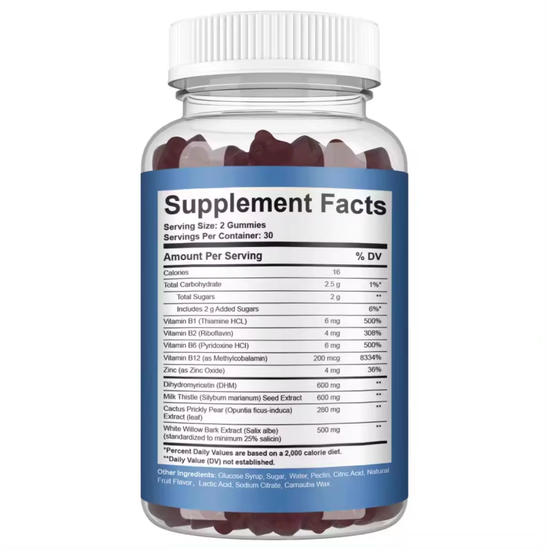 Private Label Vegan Hangover Relief Gummies With DHM and Milk Thistle for Liver Detox and Alcohol Metabolism Support