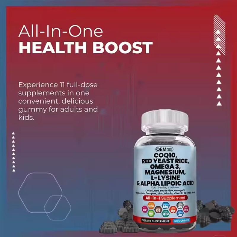 L-lysine Omega 3 Alpha Fatty Acids Coenzyme Q10 Amino Acid Gummies All in One Vegetarian Supplements Promote Overall Health