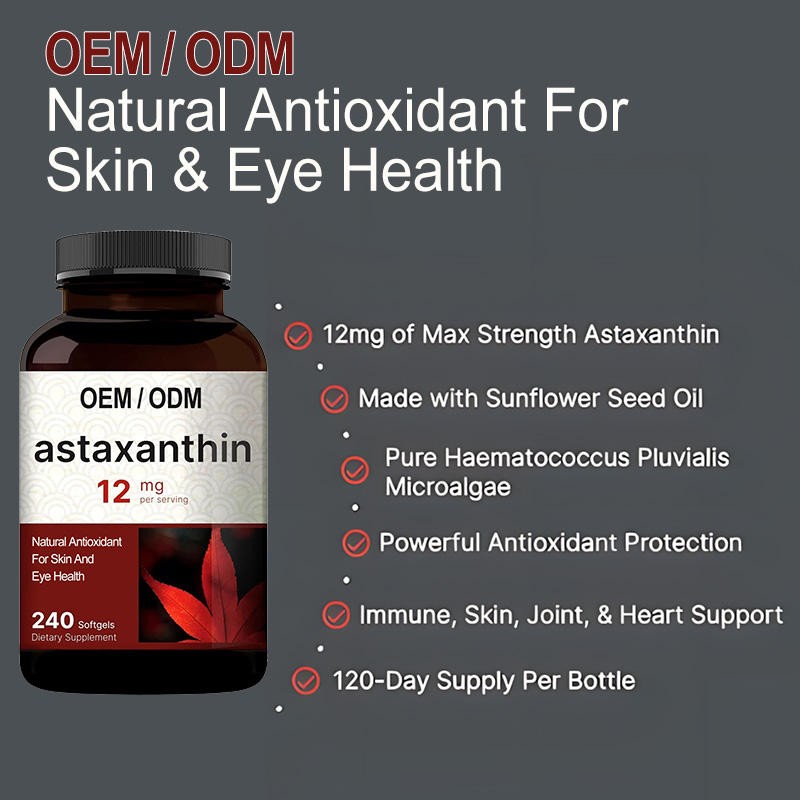 Premium Astaxanthin Softgels - Eye, Skin & Joint Support From Microalgae