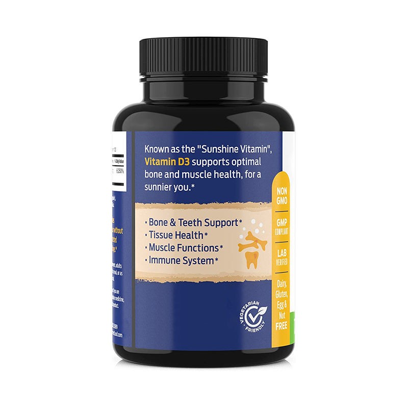 Vegan Vitamin D3 5000IU Capsules - Organic Bone & Immune Support with Lichen-Sourced D3 | Halal Certified Plant-Based Formula