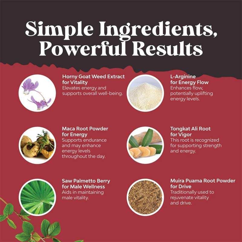 Enhanced Energy Maca Root Capsules - Strong Man Herbal Supplements with Horny Goat Weed