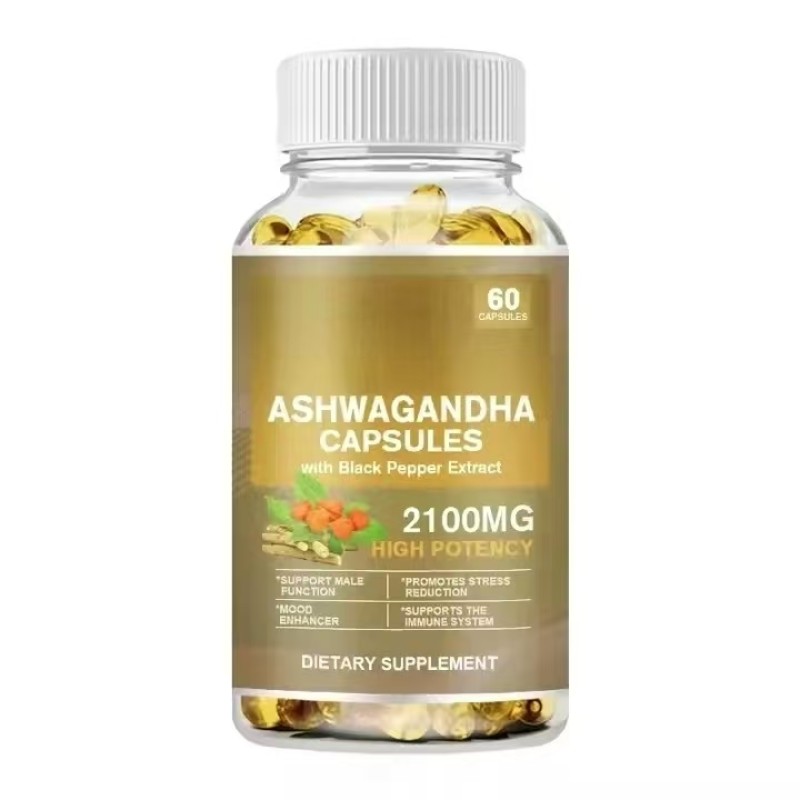 Ashwagandha Complex Softgel Capsule Ashwagandha Root Black Pepper Extract Herbal Supplements Mood Calm Herbal Extract