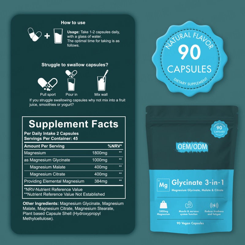 Vegan Non-GMO Triple Magnesium Pills - Daily Wellness & Fatigue Relief,  Nervous System Support