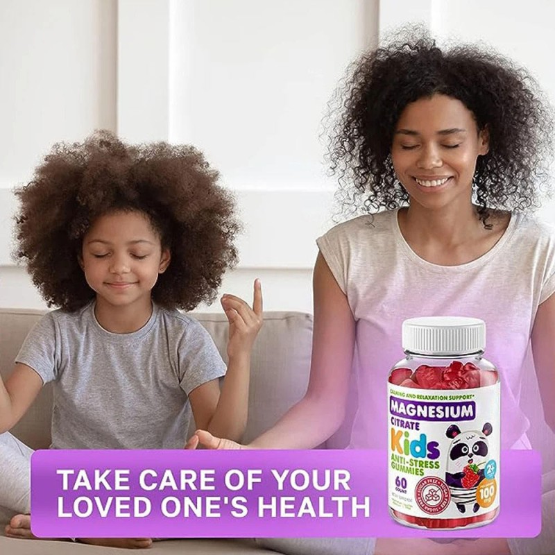 Kids Magnesium Glycinate Gummies with CoQ10 for Sleep Support and Memory Focus - Vegan Chewable Supplement