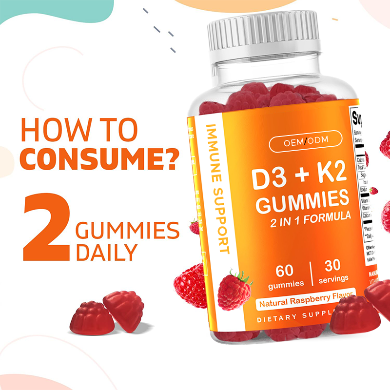 High-quality Vitamin D3 K2 Adult Gummy Candy 5000 International Units Vitamin D3 Immune Support Vitamin Gummy Candy