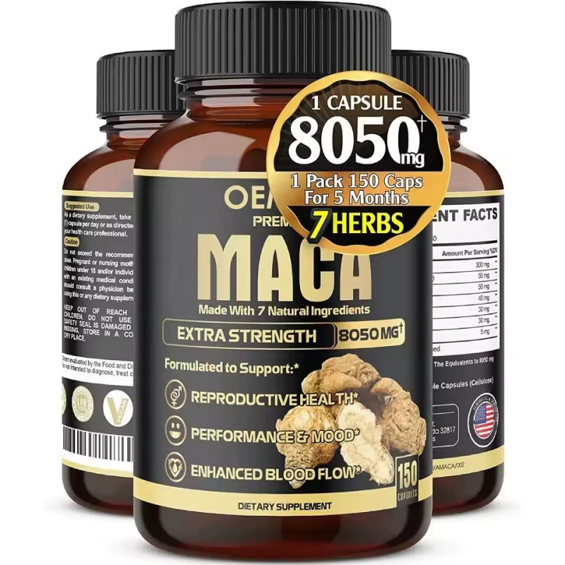 Hot Selling OEM Men's Energy Supplements - Natural Power Booster Maca Capsules