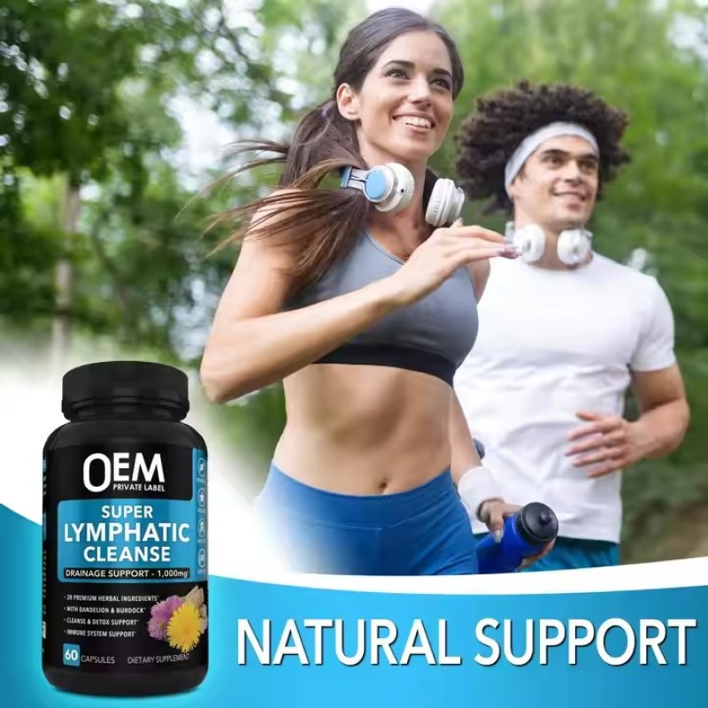 Lymphatic Drainage Capsules Supplements Support with Echinacea Ginger Dandelion Detox Lymphatic System