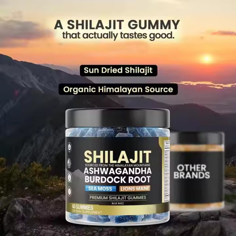 Pure Himalayan Shilajit Gummies Ashwagandha Burdock Root Fulvic Acid Shilajit Gummies Supplement Energy