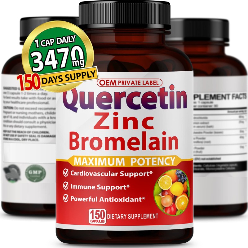 Premium High Purity Quercetin 98% with Zinc Capsules  Powerful Antioxidant for Enhanced Energy & Overall Health