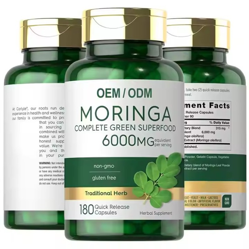 OEM Herbal Supplements Moringa Powder Capsules Support Digestion and Immunity Health Organic Moringa Leaf Extract Capsule