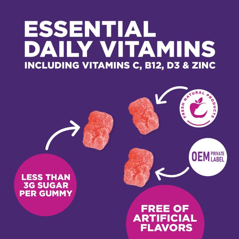 Premium Women's Multivitamin Gummies with Calcium, Vitamins C, D3, E, K, B12, Iron, and Minerals for Skin and Hair Health