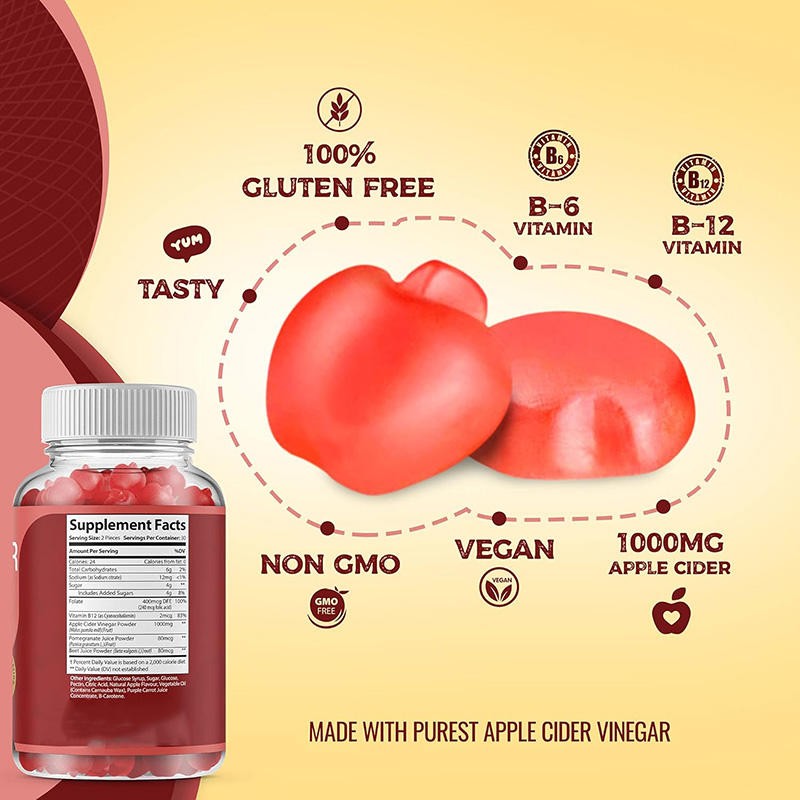 Apple Vinegar Gummy Candy Mother Weight Loss Beauty Support Herbal Supplements Customized Batch Optional