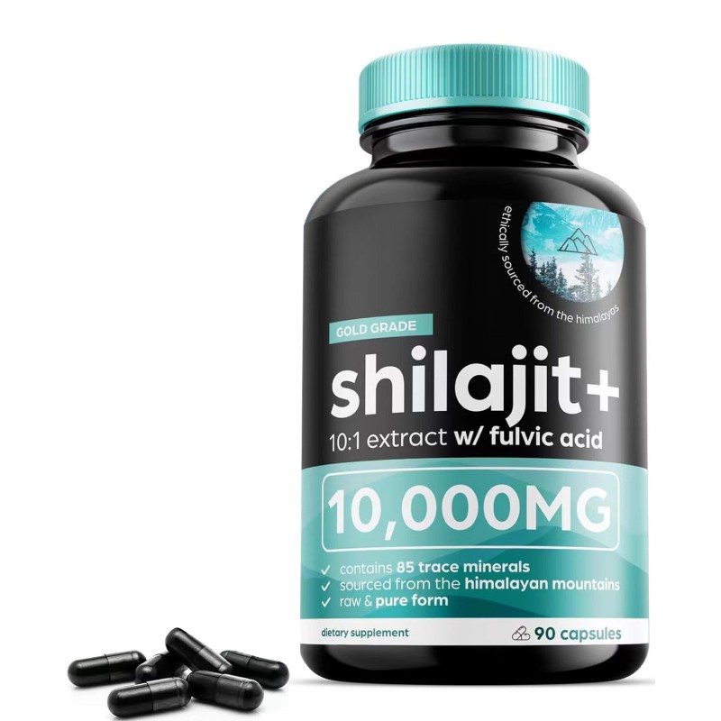 Pure Himalayan Shilajit Resin Capsules 90 Count - Energy Booster & Vitality Supplement for Men's Health