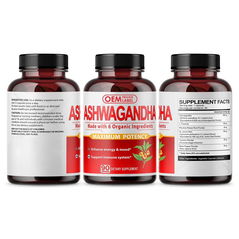 OEM Turmeric Powder & Black Pepper Extract Capsules for Strength, Energy & Adrenal Support