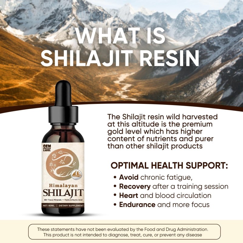 Pure Himalayan Organic Shilajit Resin Drops with 85 Trace Minerals & Fulvic Acid