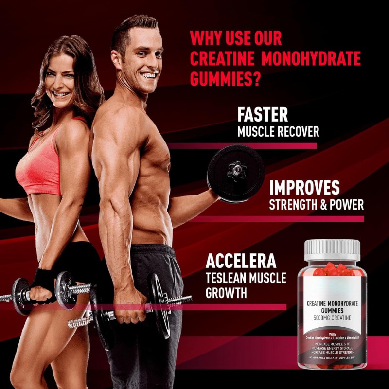 OEM/ODM Vegan Creatine Monohydrate Gummies - Pre Workout Energy Boost, Muscle Growth Support