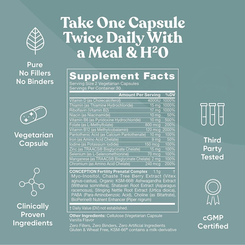 Premium Fertility Support Capsules - Myo-Inositol & Vitex Blend for Hormone Balance & Ovulation