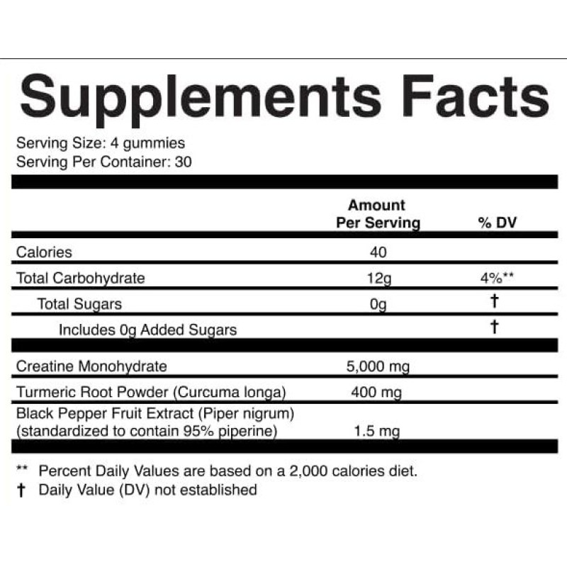 High Potency Creatine Monohydrate Gummies 5000mg for Pre-Workout Energy and Muscle Support in Sports Nutrition