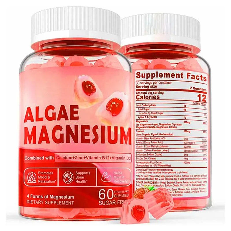 Calcium Magnesium Glycinate Gummies with Multi Vitamins for Relaxation and Bone Support 60 Gummies