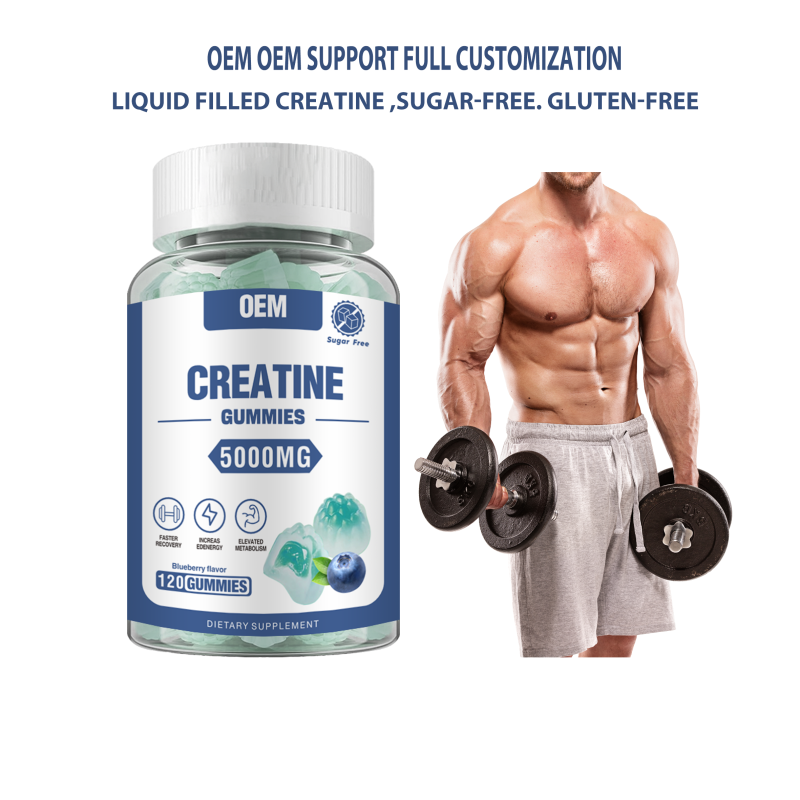 Creatine Monohydrate Sugar-Free Gummies for Energy & Muscle Growth - Liquid Filled, Natural Ingredients, Custom Flavors