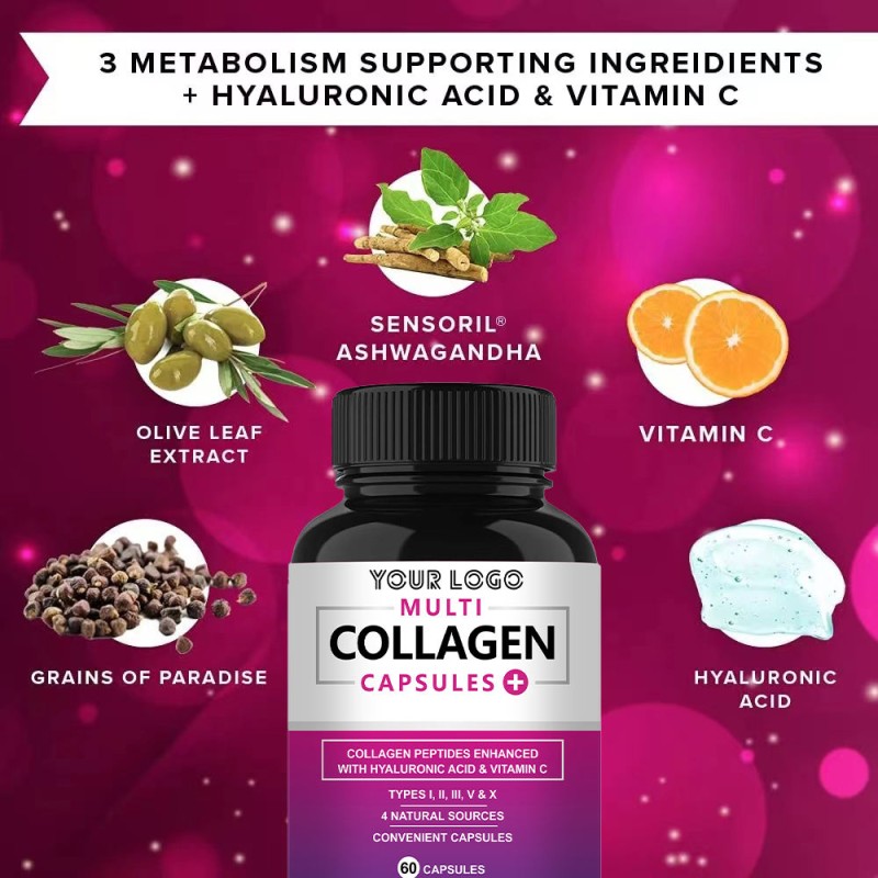 Hydrolyzed Collagen 1000mg & Vitamin C Capsules: Skin Brightening, Moisture Lock & Anti-Wrinkle Support for Women