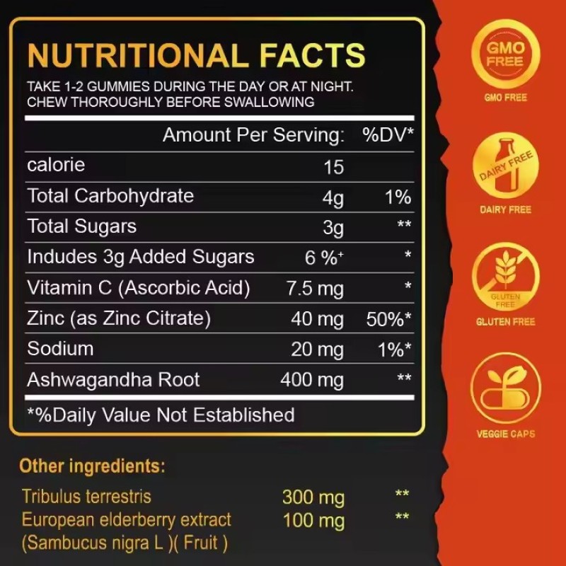 Male Power Enhancement  Adult Libido Enhancer Energy Pills Herbal Supplement Maca Gummy Male Enlargement Pill