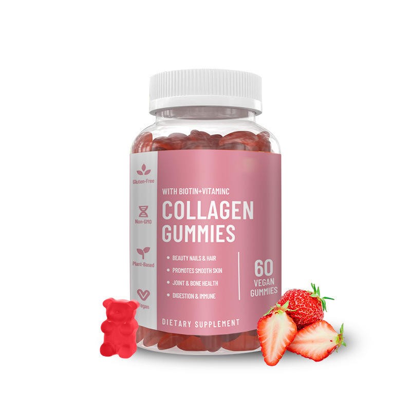 OEM Vegan Collagen & Biotin Gummies for Hair Growth - Beauty Skin Nails Supplement, Sugar-Free Chewable