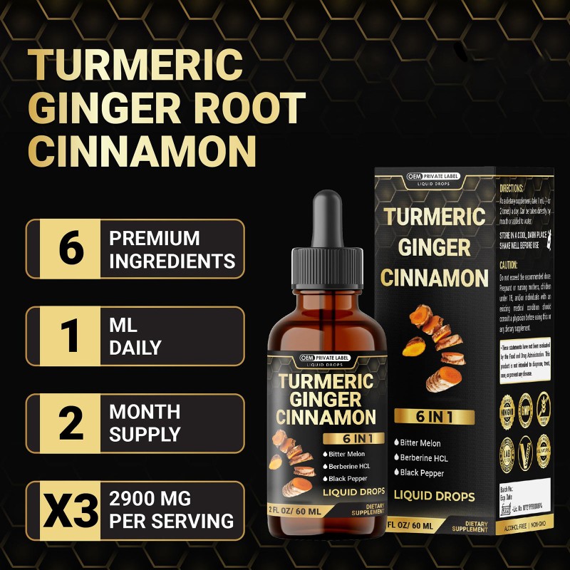6-in-1 Liquid Curcumin and Turmeric Extract, Antioxidant and Digestive Drops