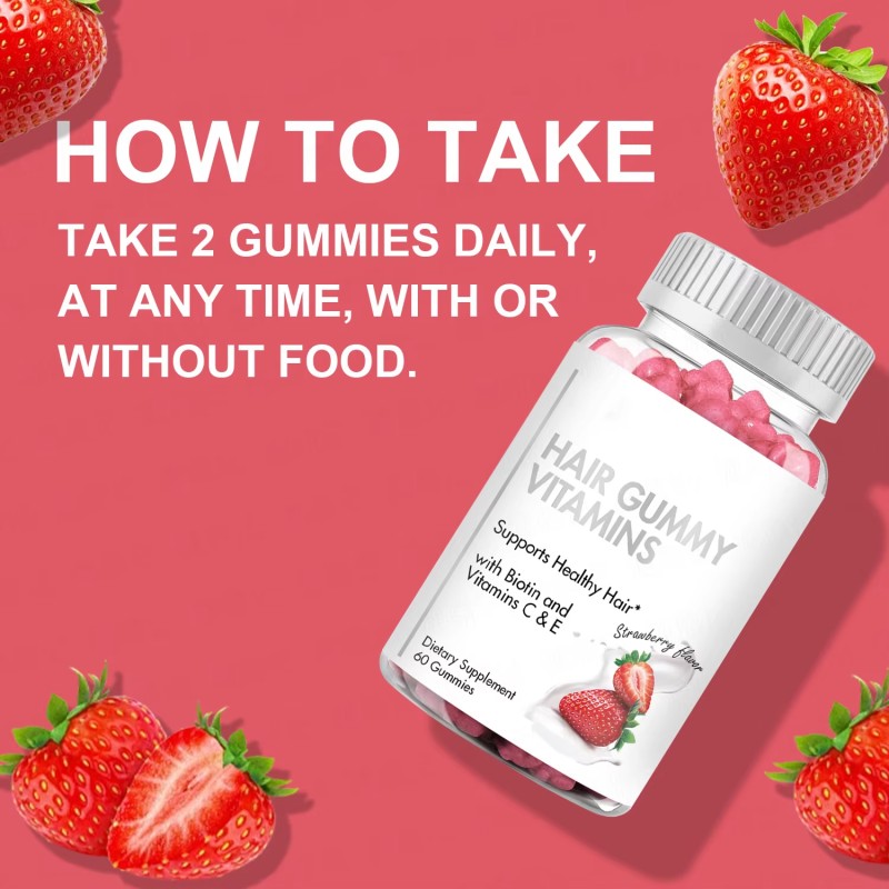 OEM  Hair Vitamins Biotin  with Vitamin C - Low Sugar Herbal Supplements for Hair and Skin for Adults