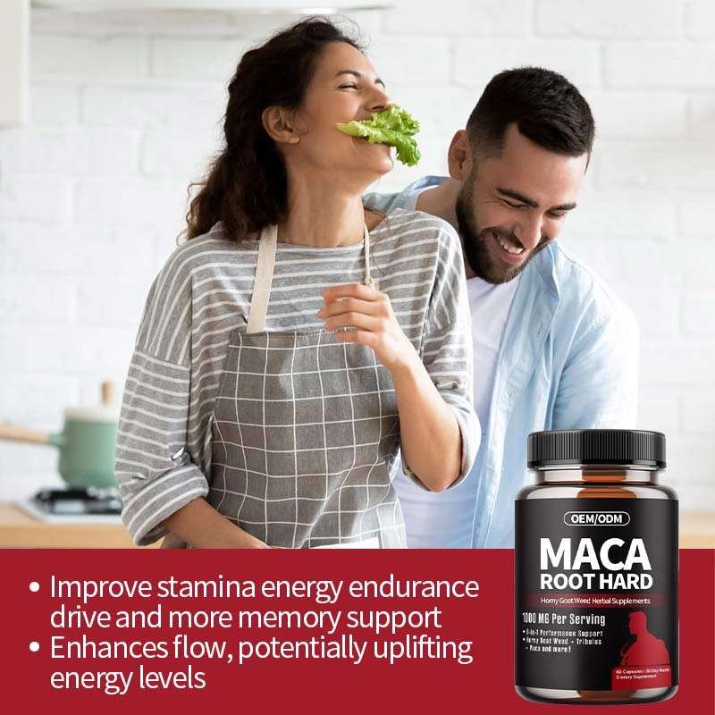 Enhanced Energy Maca Root Capsules - Strong Man Herbal Supplements with Horny Goat Weed