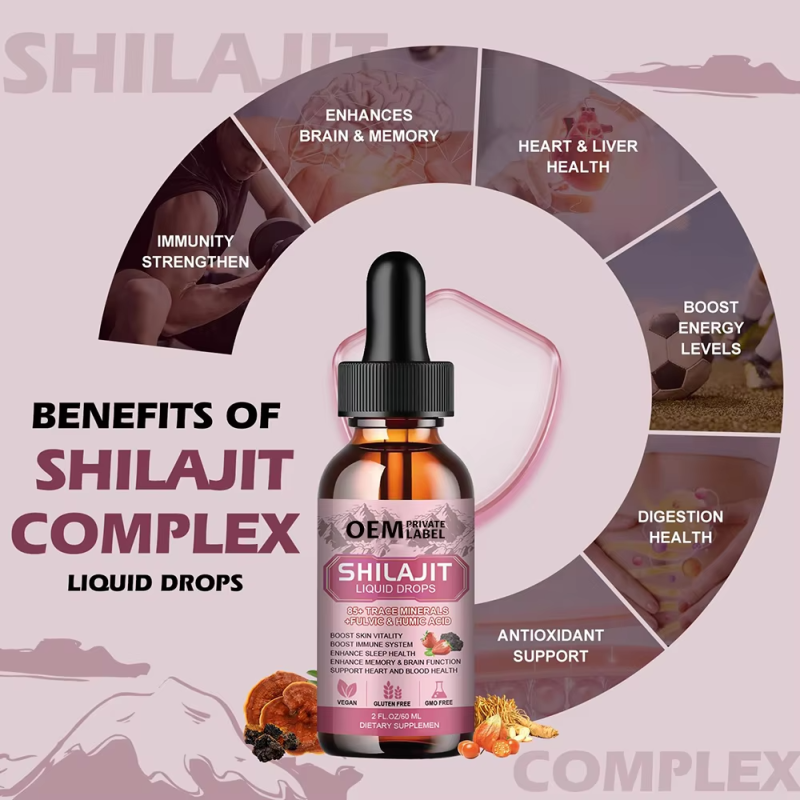 OEM Himalayan Shilajit Liquid Drops with Ashwagandha and Turmeric Antioxidant Immune Support