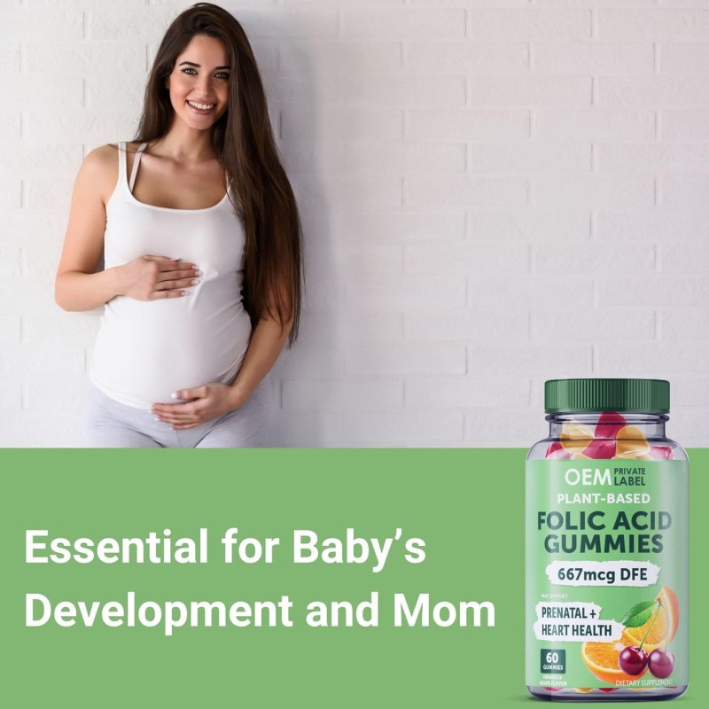 OEM Customization Prenatal Vitamins Gummies with Folic Acid - 667 Mcg DFE for Hormonal Support