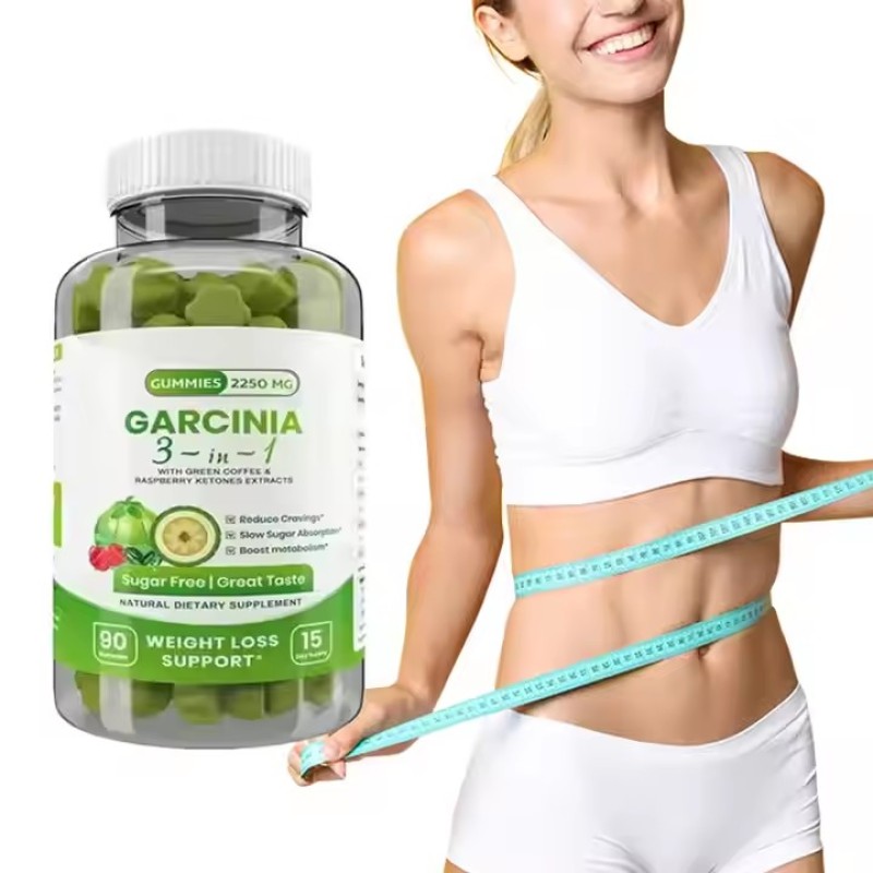 OEM Weight Management 3-in-1 Garcinia Gummy Candy with Green Coffee & Raspberry Ketones Boosts Motabolism Slow Sugar Absorption