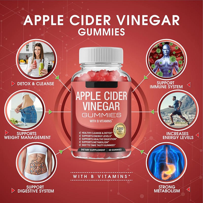 Apple Vinegar Gummy Candy Mother Weight Loss Beauty Support Herbal Supplements Customized Batch Optional