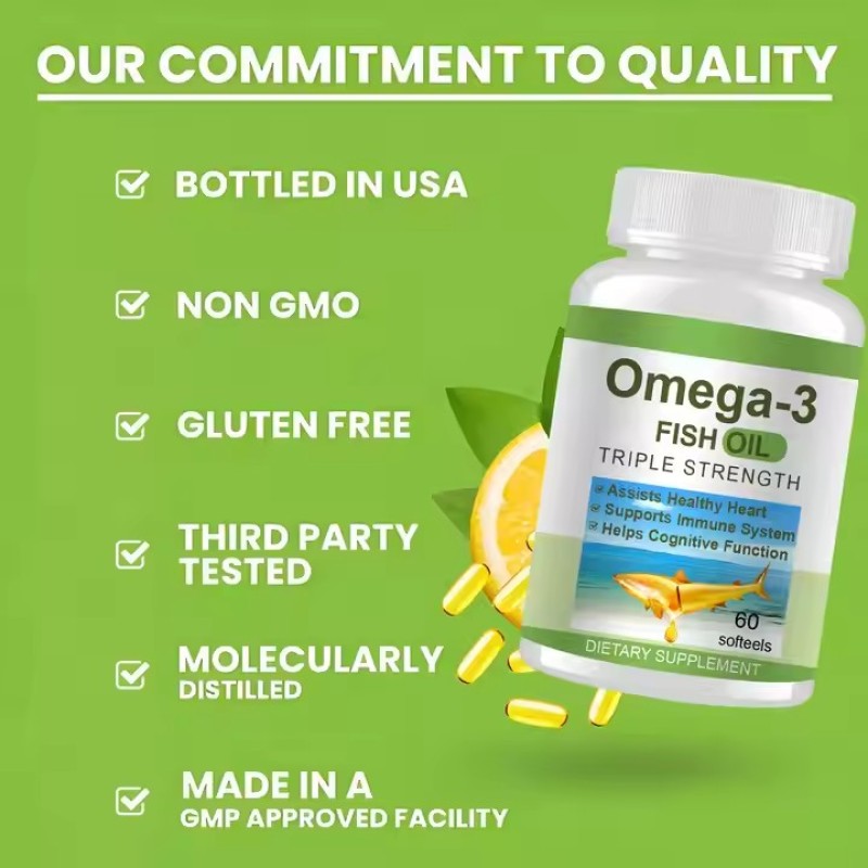 Wholesale Omega 3 Fish Oils 864EPA/576DHA,Supports Heart Health,Dietary Supplement for Men & Women 60 Softgels