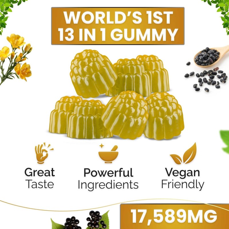 Biocaro Vegan Sea Moss Gummies with Black Seed Oil, Ashwagandha & Shilajit - Fulvic Acid Energy Boost