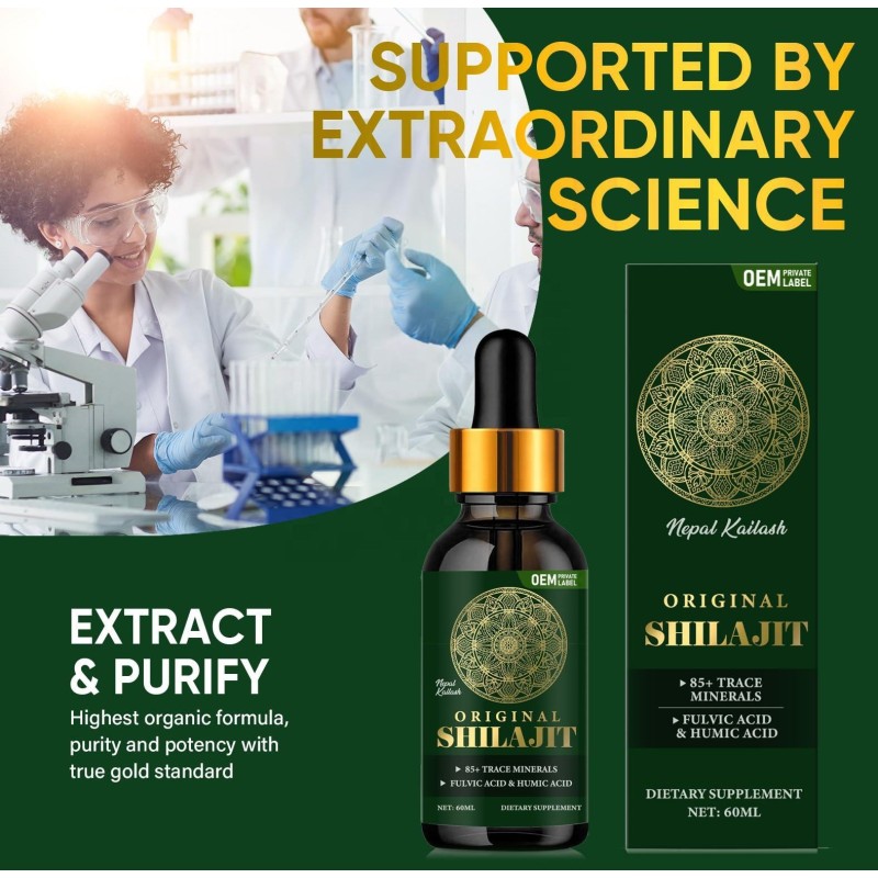 Pure Organic Himalayan Shilajit Resin Liquid Drops for Memory Enhancement & Brain Boost