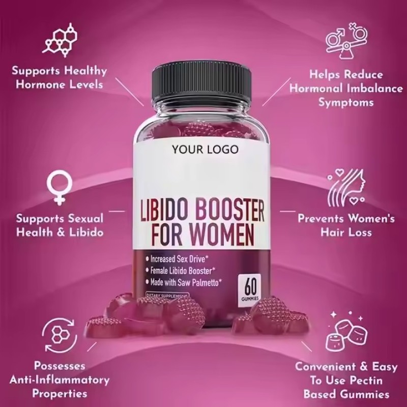 Natural Women's Libido Support Herbal Supplements Gummies Maca Epimedium Horny Goat Weed Gummies Vitamins
