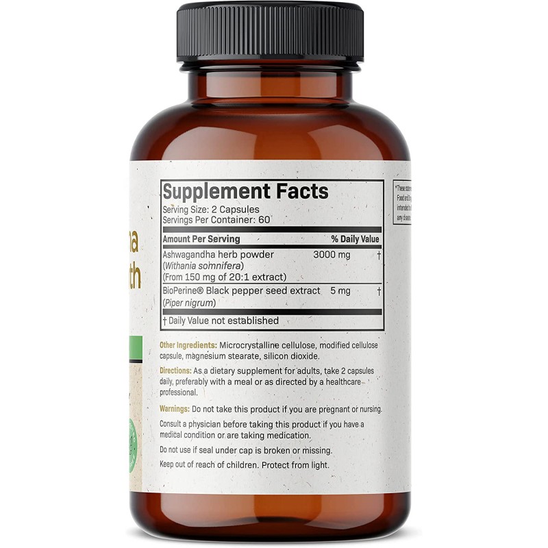 Ashwagandha Stress Relief Capsules , Supports Anxiety Relief & Mood Balance, Natural Adaptogen