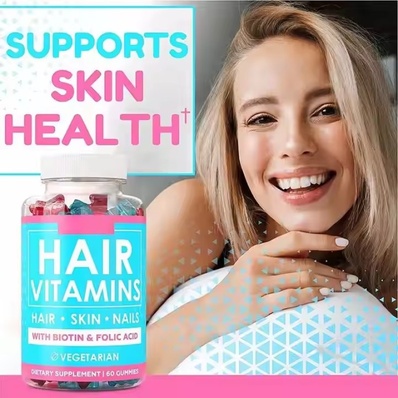Vitamin Supplements Bear Vegan Gummy Candy Biotin Gummies for Strong Hair Nail Growth Skin Healthy and Helps During Pregnancy