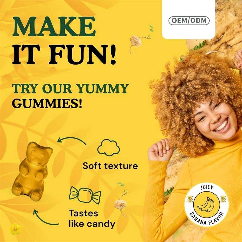 OEM/ODM Organic Maca Root Gummies with Black Maca Powder, 1800mg Per Serving, Vegan Mood Support Gummies