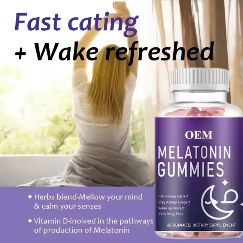 Sleep Deep Aid Melatonin Gummies Candy Vitamin B6 5-HTP Sleep Gummies Ashwagandha L-theanine