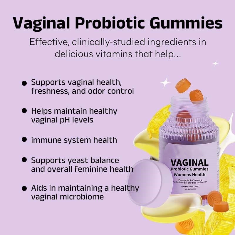 Halal Vaginal Probiotic Gummies with Vitamin C & Pineapple - Clinically Studied, 60-Count for pH Balance