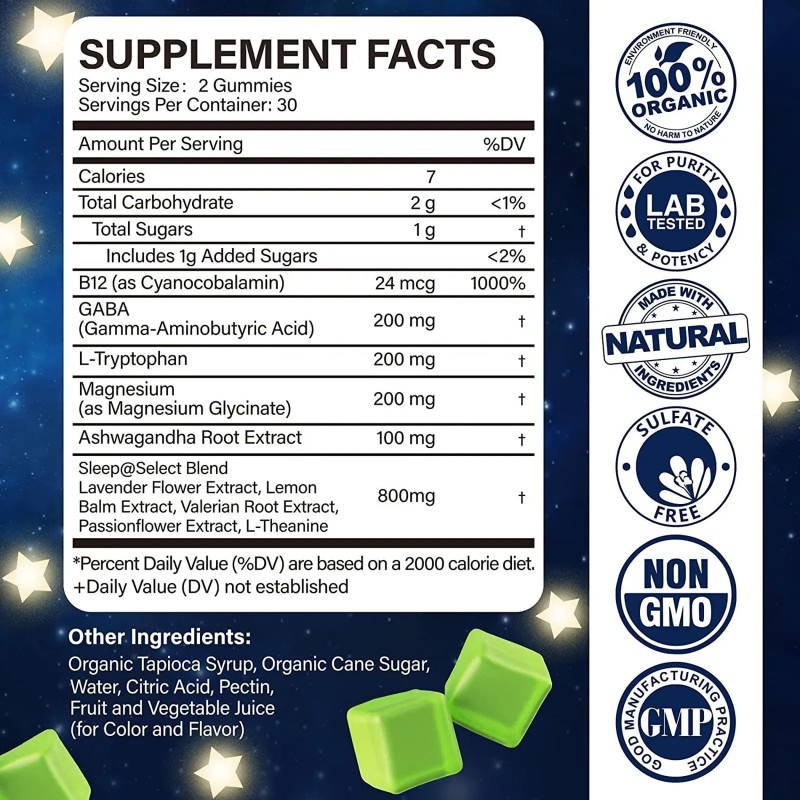 OEM/ODM Private Label Vegan Melatonin Gummies for Sleep Aid and Relaxation