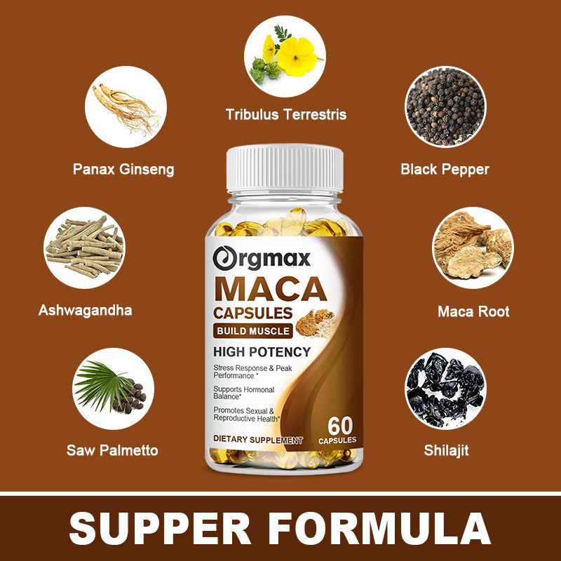 Maca Root Softgels for Men - Energy & Cognitive Booster with High-Potency Peruvian Maca Concentrate
