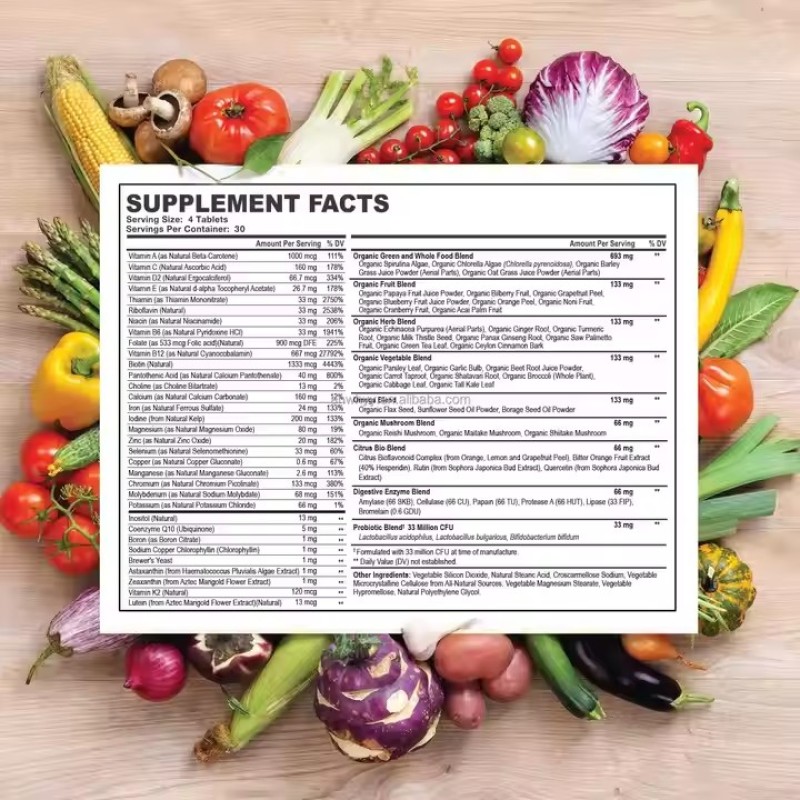 Natural Multivitamin Tablets Nutritious Food Supplement Vitamin for Optimal Health