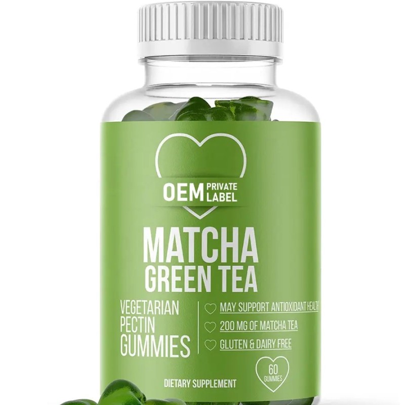 Organic Matcha Energy Gummies with Vitamin B12 and CoQ10 for Metabolism and Natural Detox Support