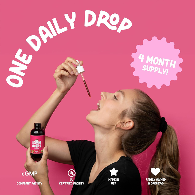 Polysaccharide Iron Liquid Drops, Gentle on Stomach for Women's Cycle Support