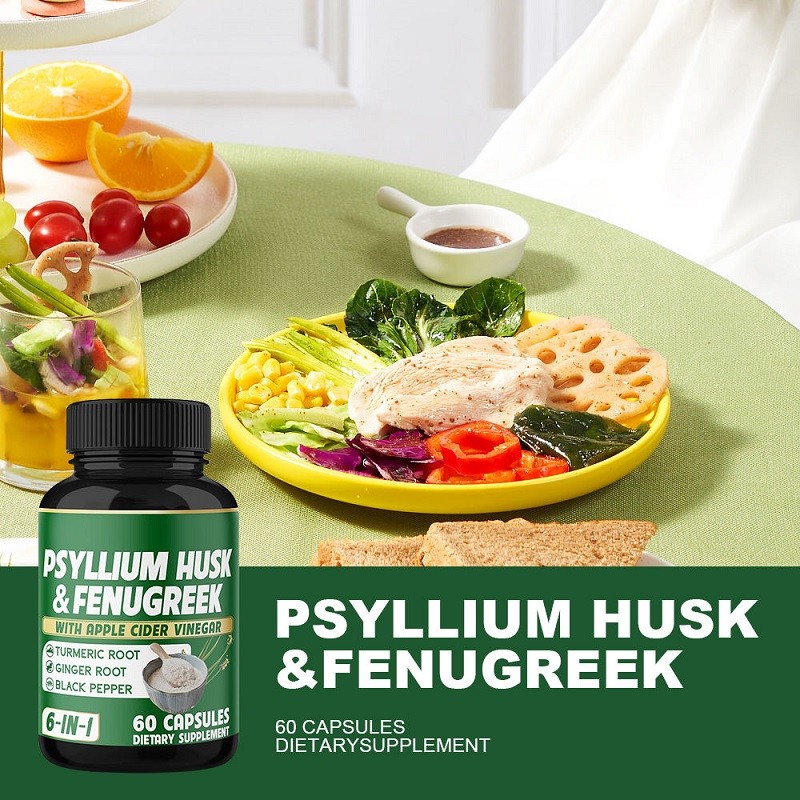 Psyllium Shell Capsule Soluble Fiber Dietary Supplement Intestinal and Digestive Health Support Daily Fiber Capsules